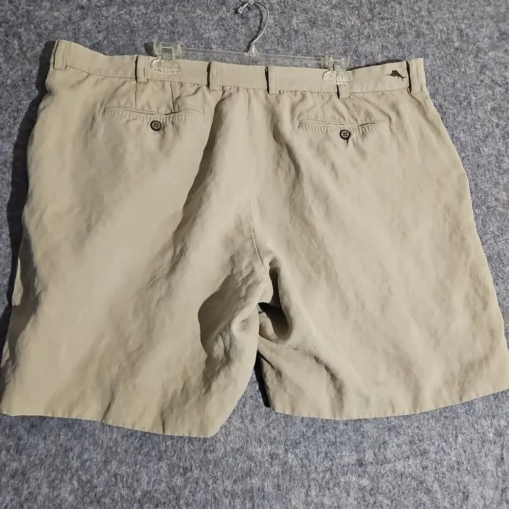 Tommy Bahama Shorts Mens 42 Silk Linen Khaki Chino Casual Resort Cruise Beach